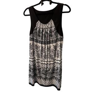 Studio Donatello Black & White Bohemian Stretch Tank Top – Size Large